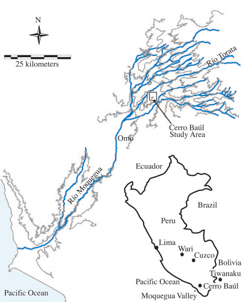 Cerro-Baul - Map of upper Moquegua Valley, Peru